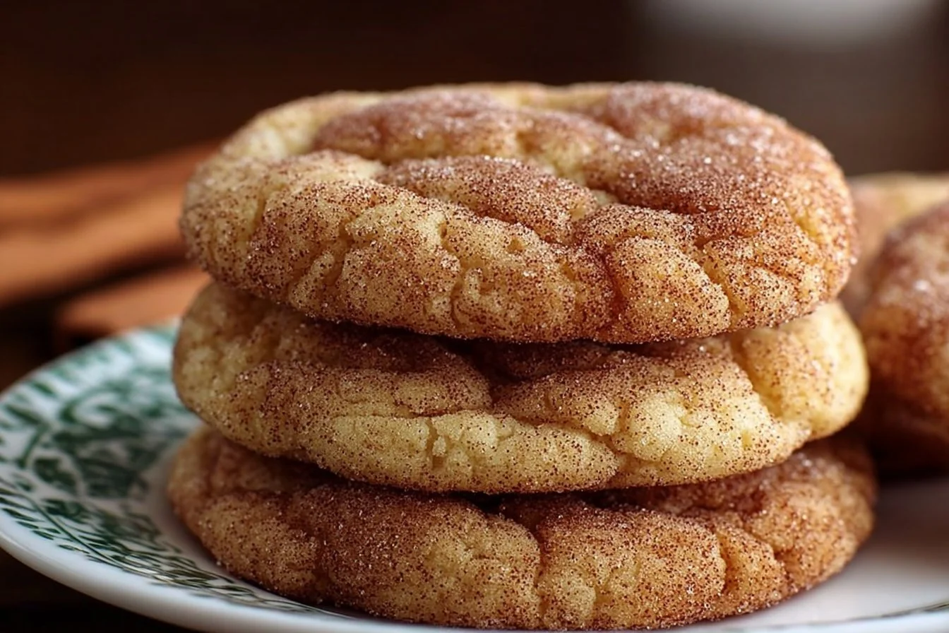 Brown sugar cinnamon butter cookies stacked on a plate