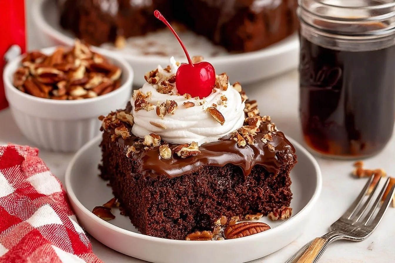 Delicious Dr. Pepper Cake Delight with rich chocolate frosting