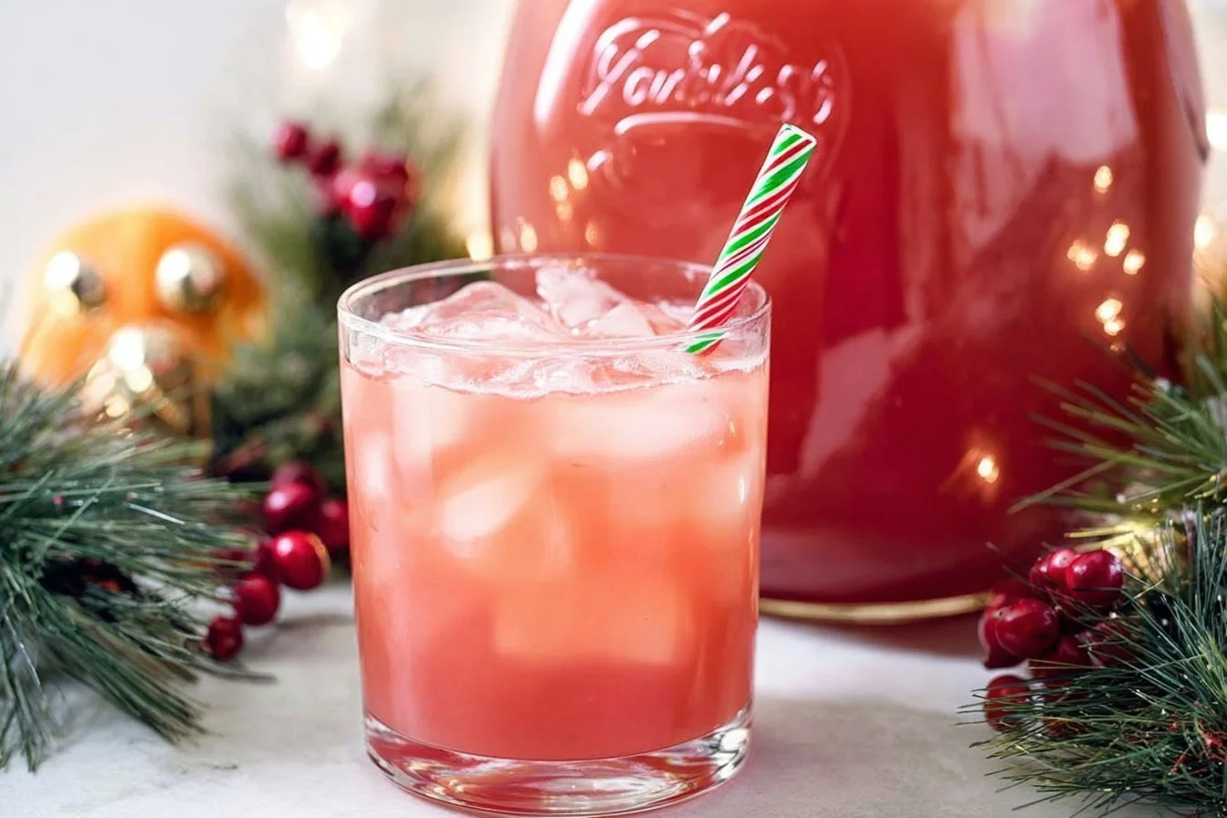 Delicious holiday punch served in a festive glass