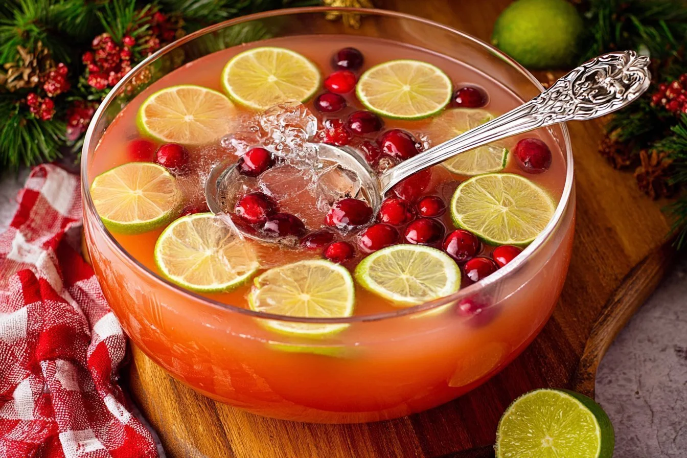 Festive Santa's Giggle Juice Punch in a holiday glass