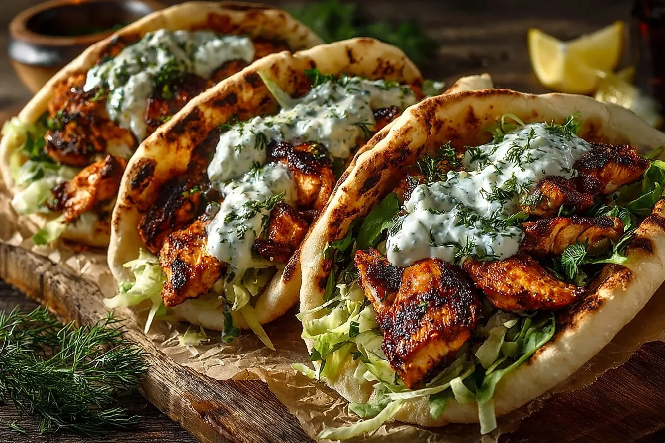 Sheet Pan Chicken Pitas with Herby Ranch served on a plate