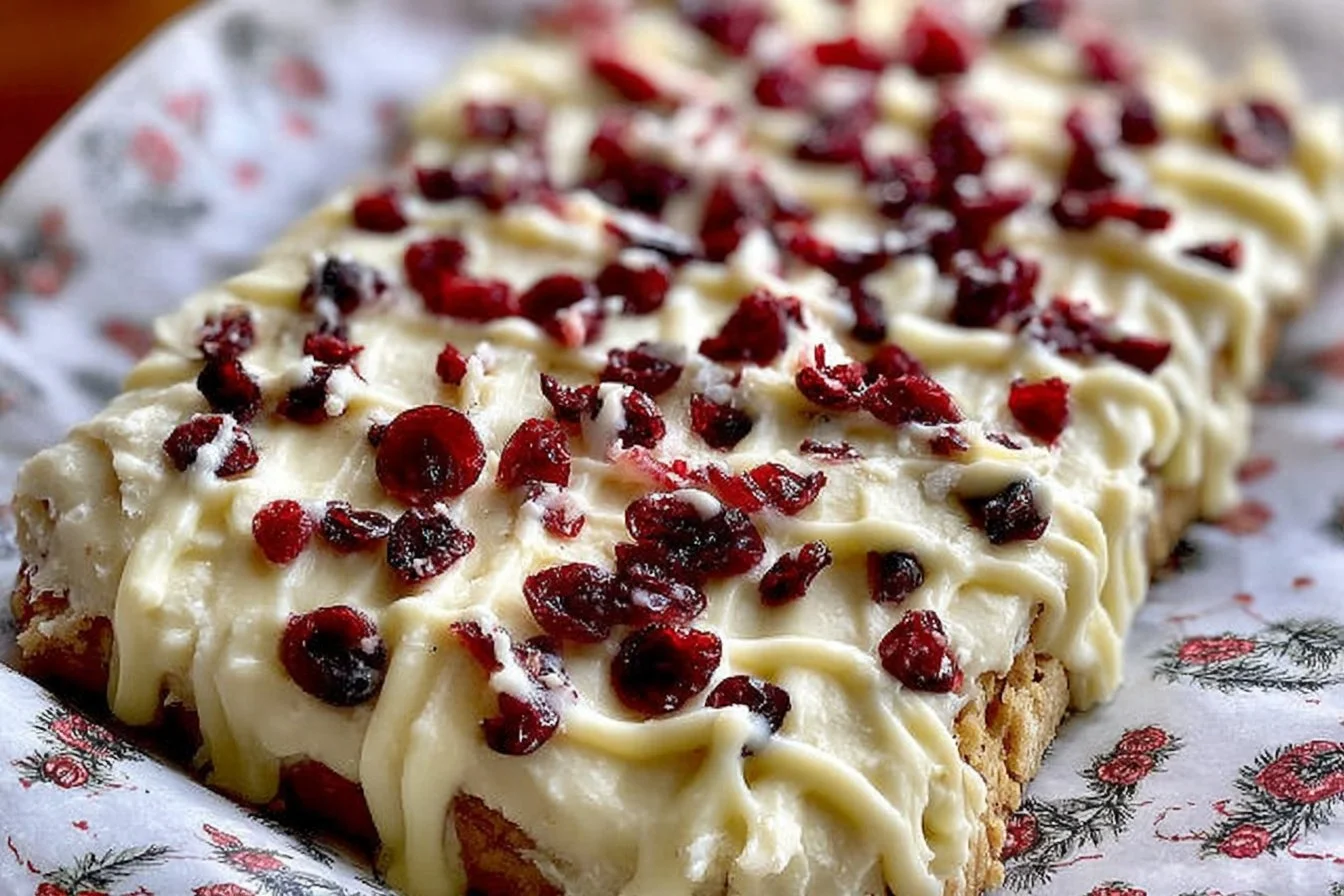 Starbucks Copycat Cranberry Bliss Bars with cranberries and cream cheese frosting