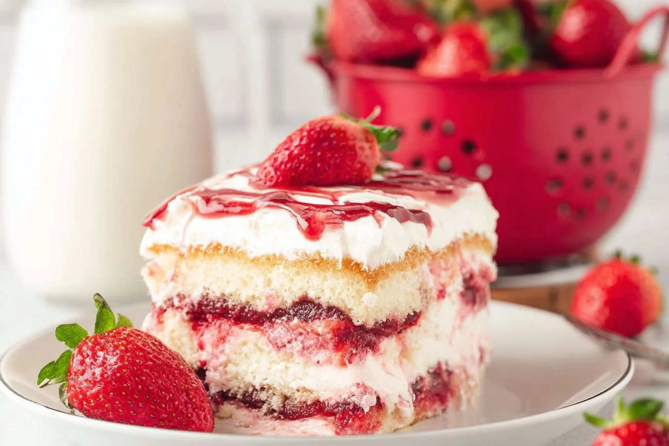 Delicious Strawberry Tiramisu dessert layered with fresh strawberries and creamy mascarpone
