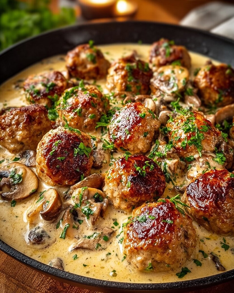 Creamy Mushroom Chicken Meatballs