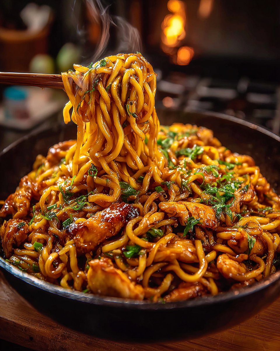 Sticky Garlic Chicken Noodles Recipe Sticky Garlic Chicken Noodles Recipe