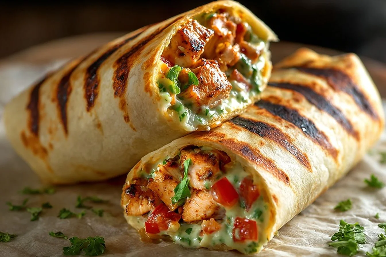 Chipotle Ranch Grilled Chicken Burrito with fresh ingredients and flavorful sauce