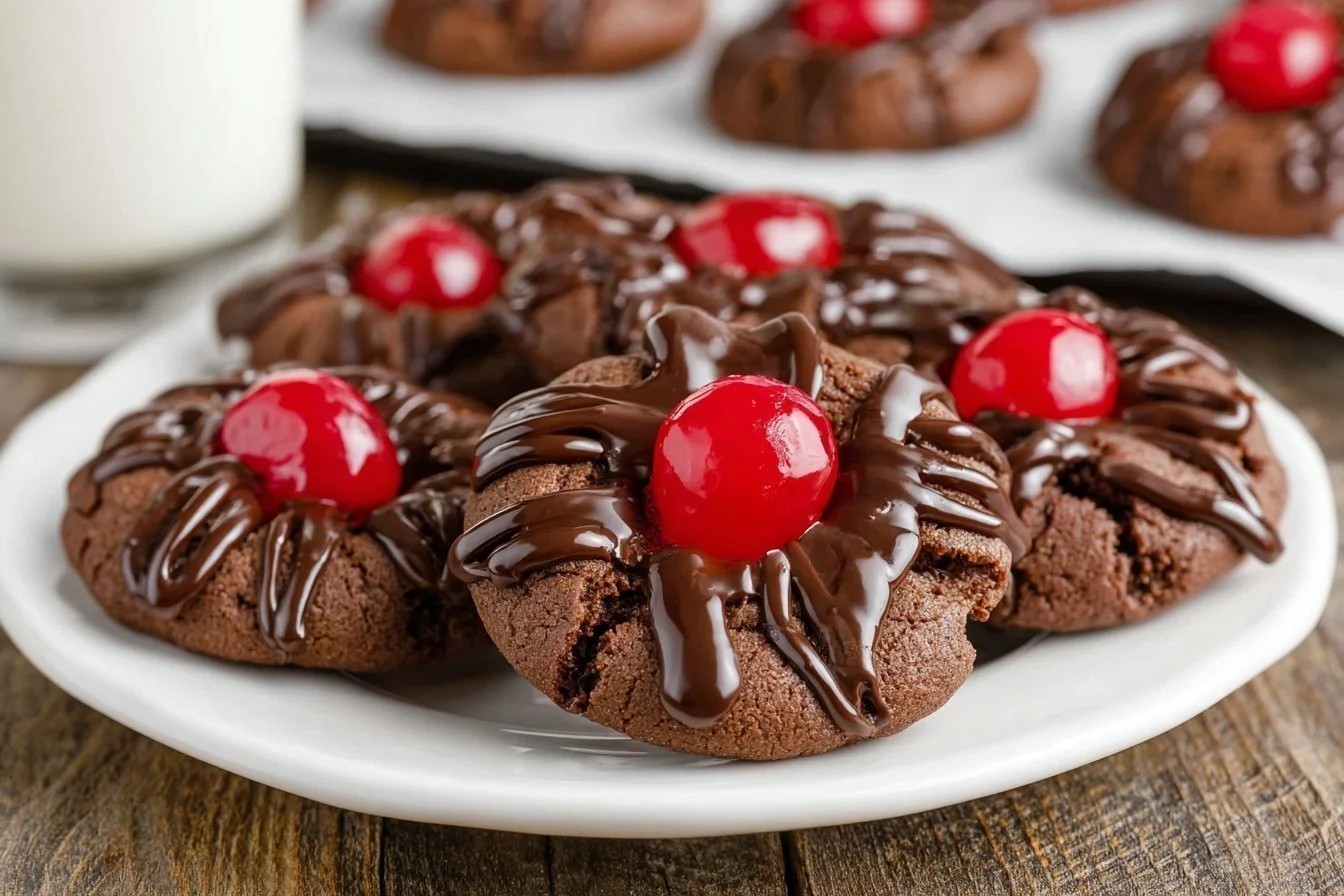 Delicious Chocolate Cherry Cookies with chocolate chips and cherries