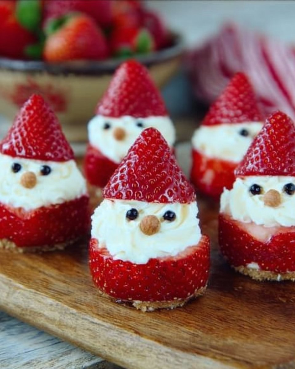 Strawberry Santas with Healthy Cheesecake Filling Strawberry Santas with Healthy Cheesecake Filling