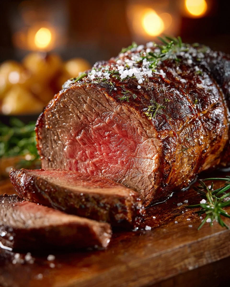 Delicious Pioneer Woman sirloin tip roast recipe ready to serve.