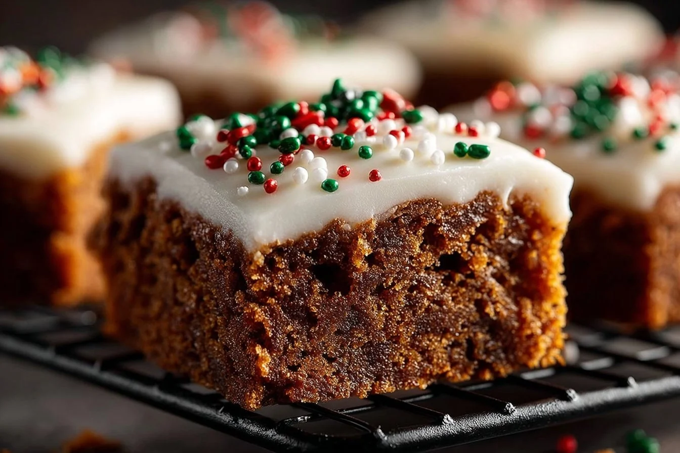 Delicious Sally's Gingerbread Bars with festive spices and a chewy texture.