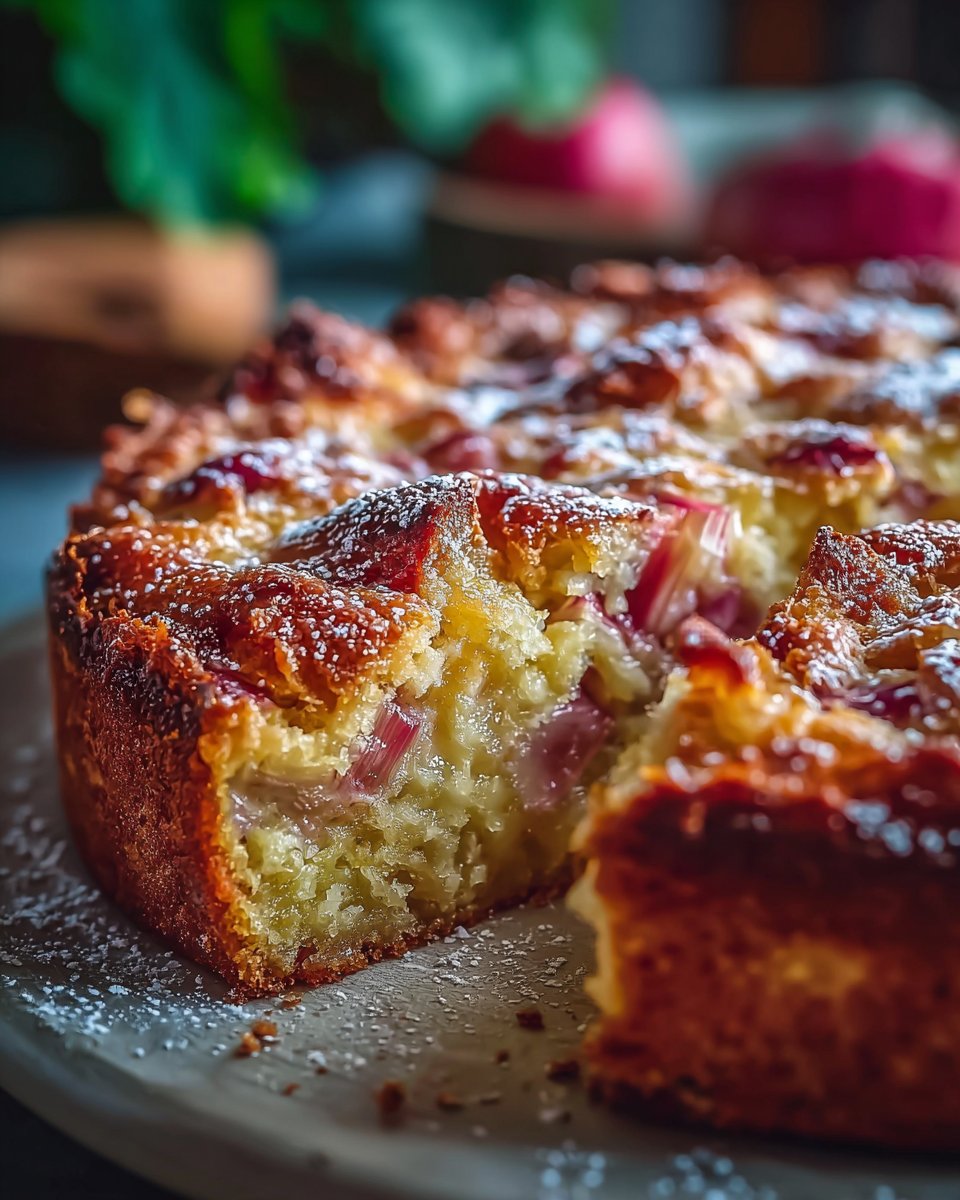 Traditional Norwegian Rhubarb Cake with a Tender Crust Traditional Norwegian Rhubarb Cake with a Tender Crust