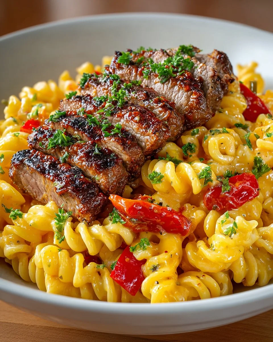 Cheesy Spicy Cajun Steak & Pasta Skillet Cheesy Spicy Cajun Steak & Pasta Skillet