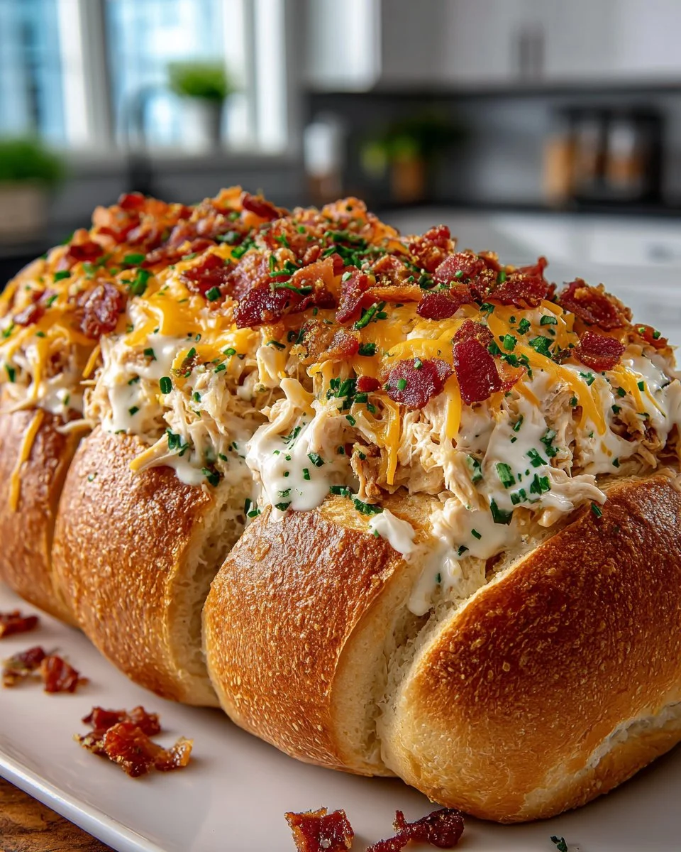Chicken Bacon Ranch Stuffed Bread