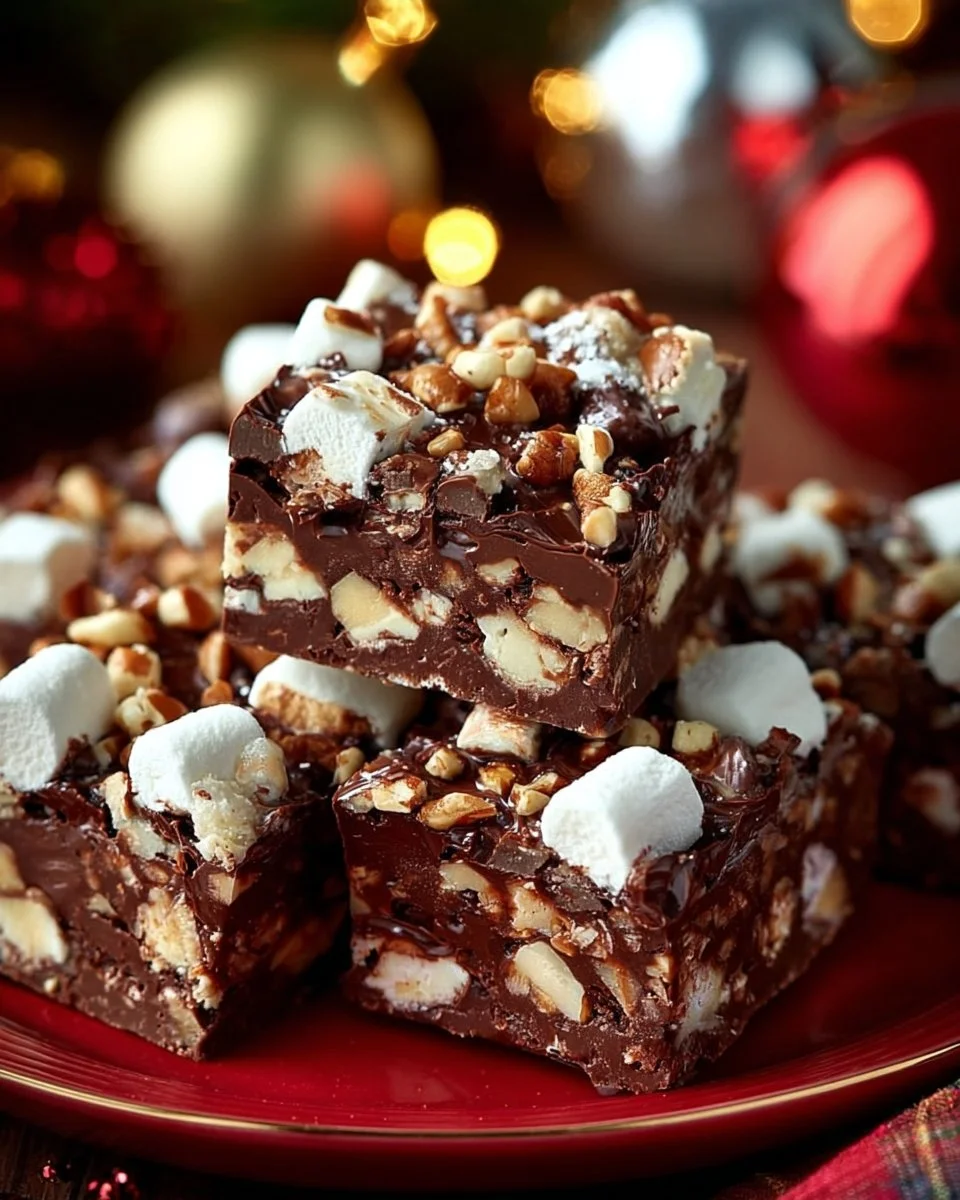 Delicious homemade Chocolate Marshmallow Bars with a rich chocolate layer