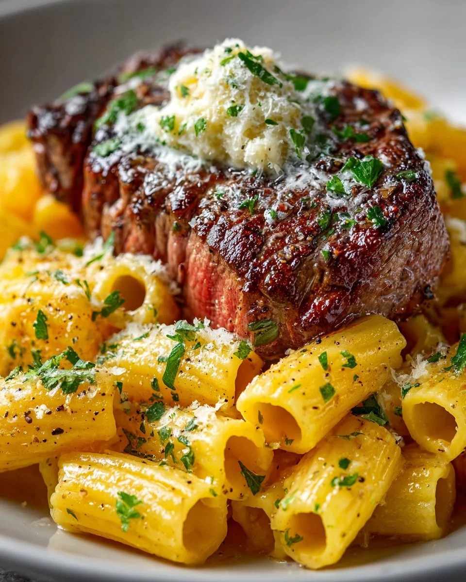 Garlic Butter Steak Parmesan Rigatoni Garlic Butter Steak Parmesan Rigatoni