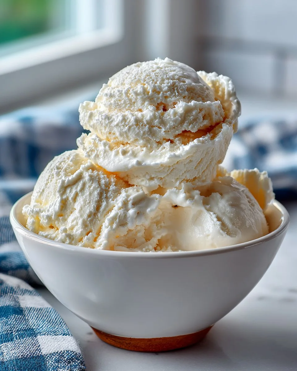 Bowl of creamy Greek yogurt ice cream topped with fresh berries