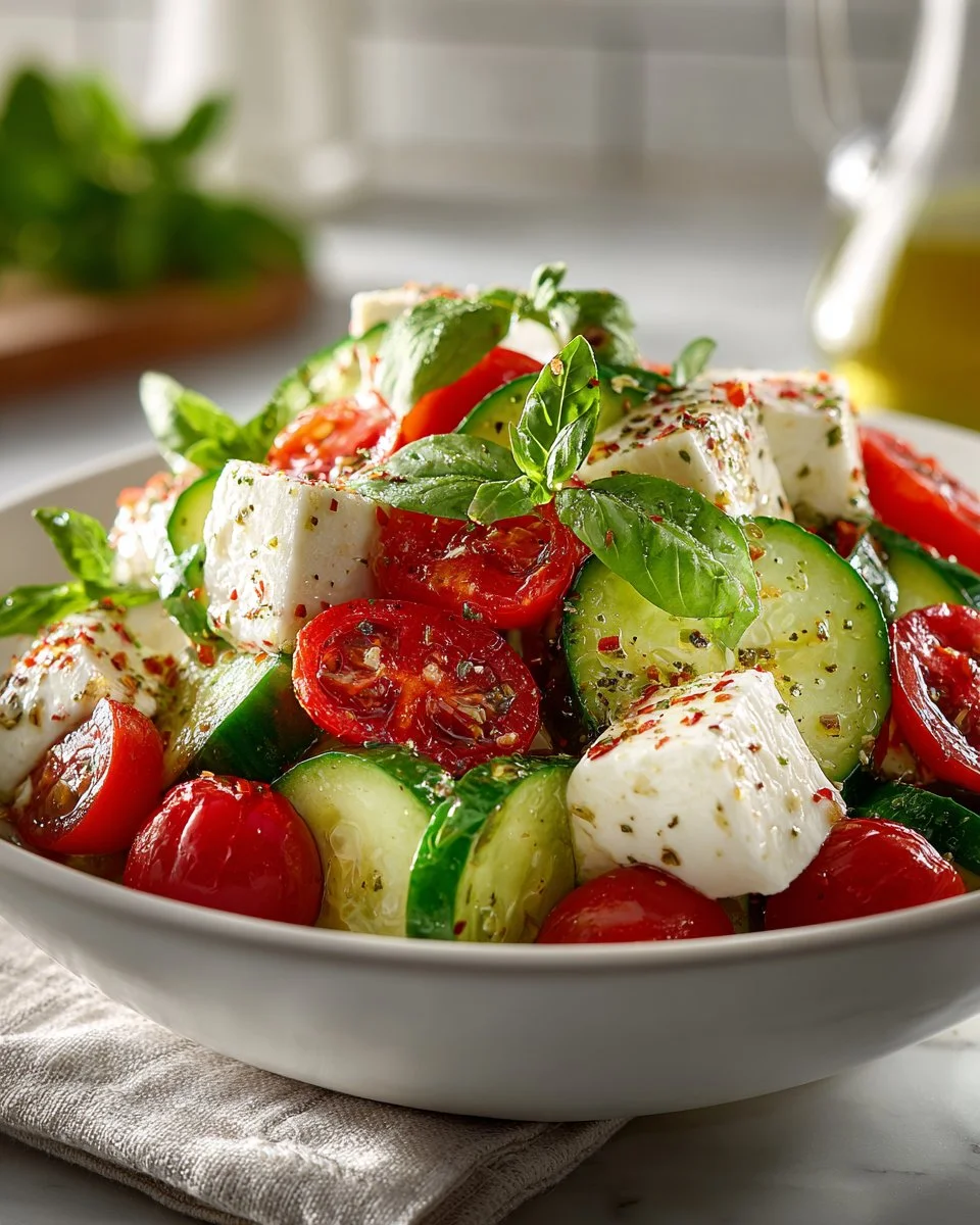Juicy Cucumber Caprese Salad