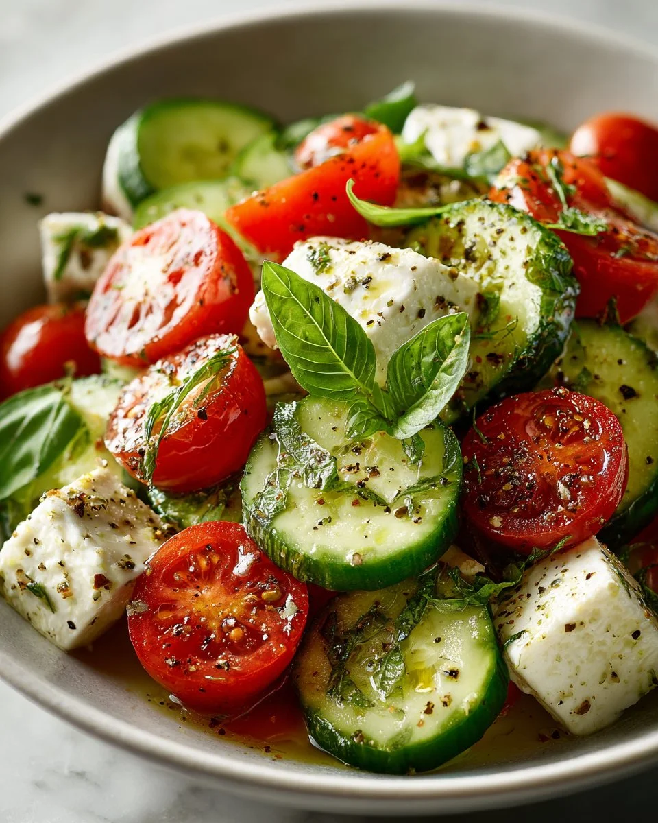 Juicy Cucumber Caprese Salad