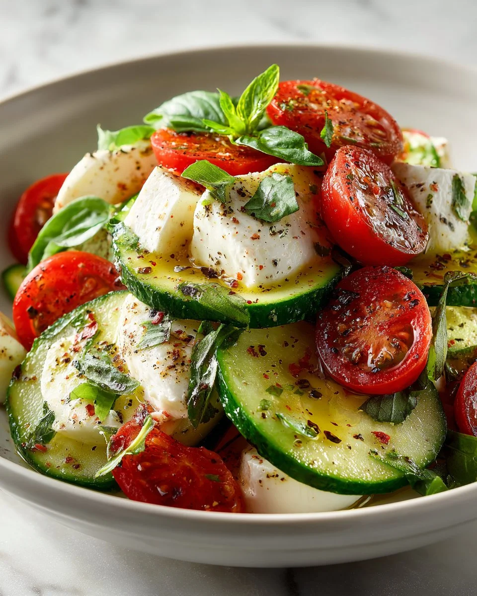 Light Cucumber Caprese Salad Light Cucumber Caprese Salad