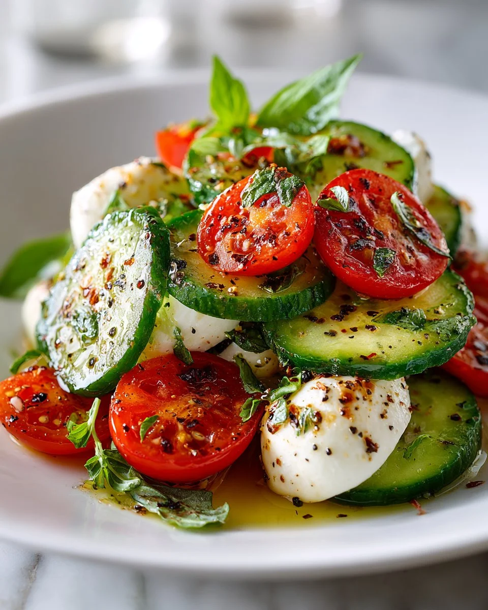 Light Cucumber Caprese Salad Light Cucumber Caprese Salad