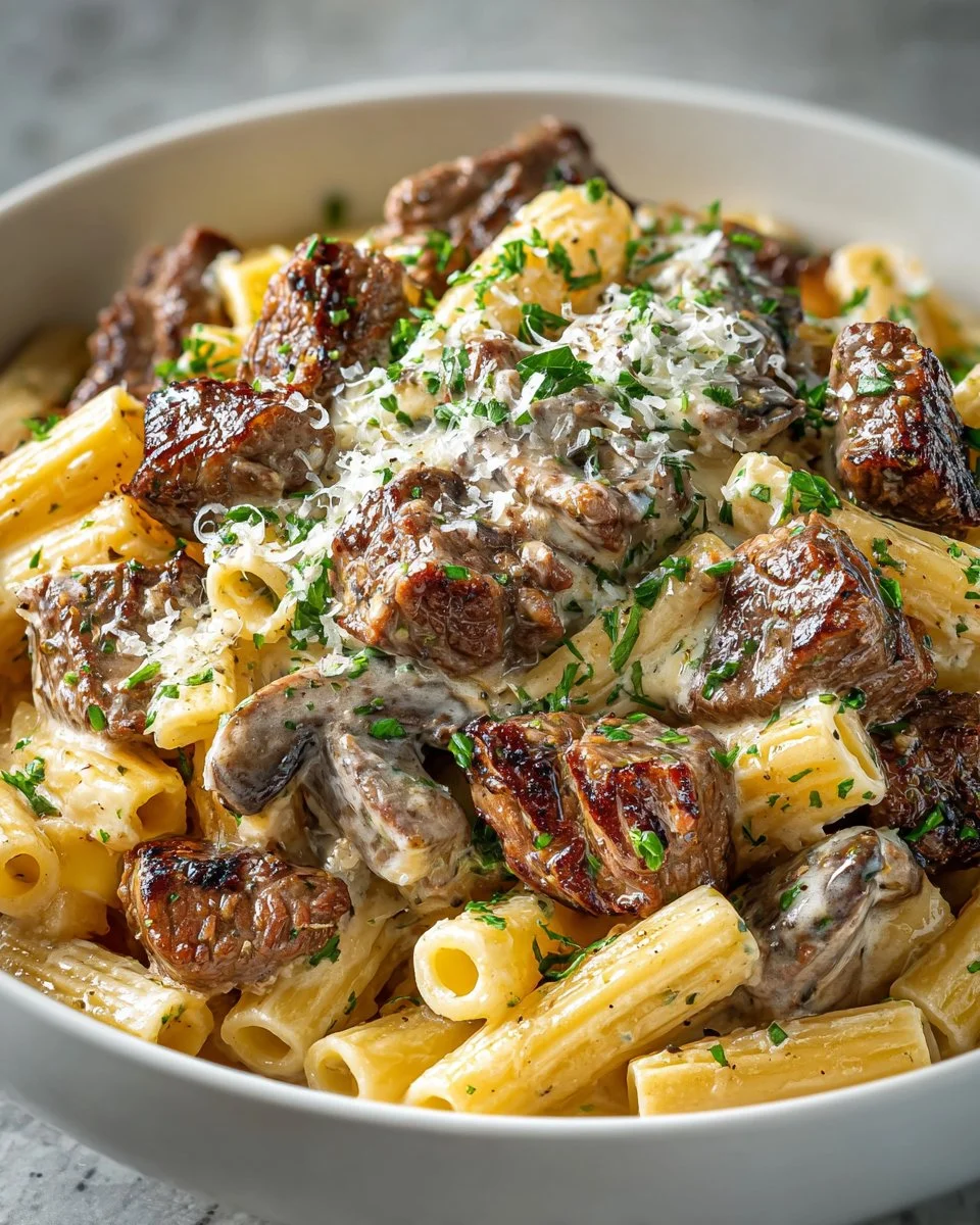 Slow Cooker Creamy Garlic Beef Pasta