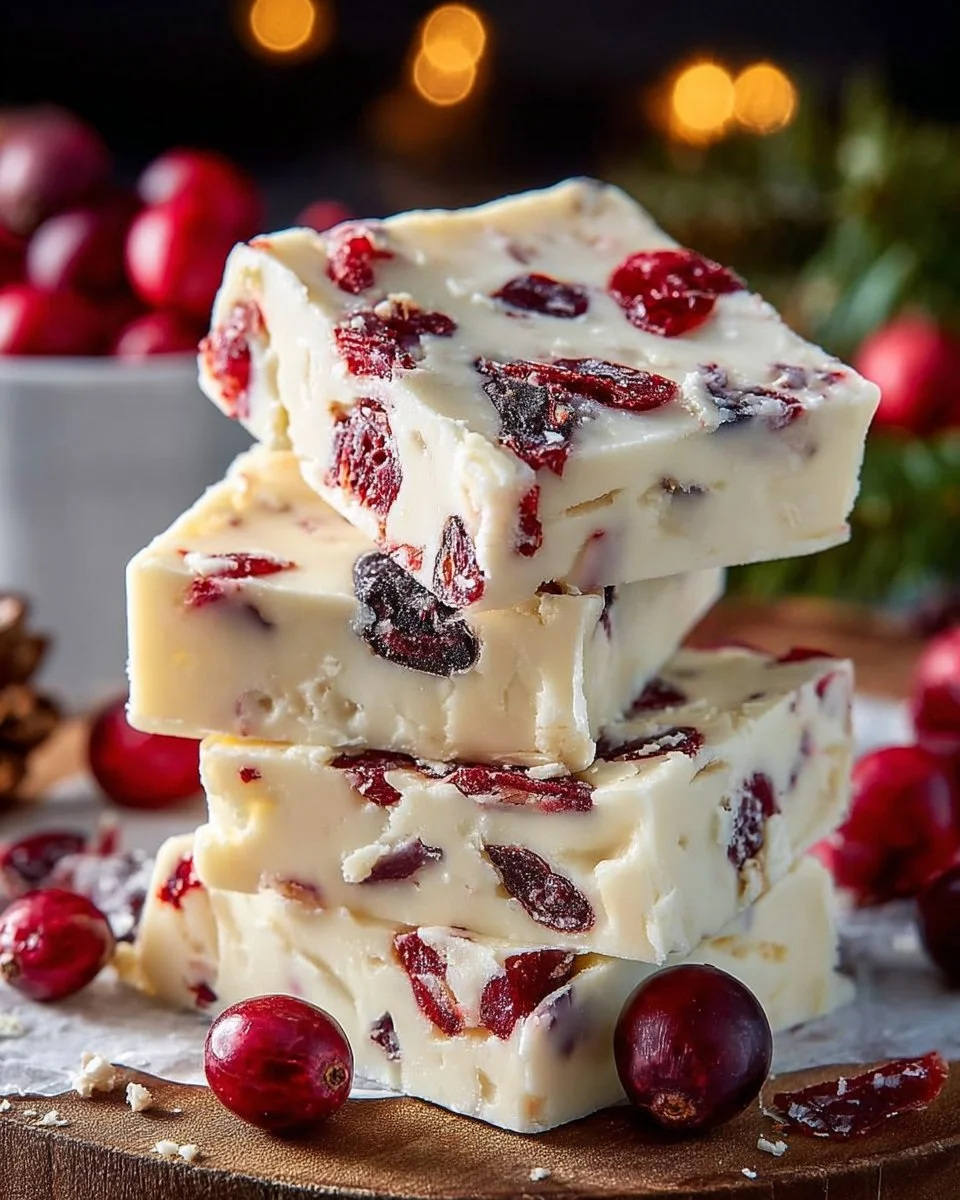 White Chocolate Cranberry Fudge White Chocolate Cranberry Fudge
