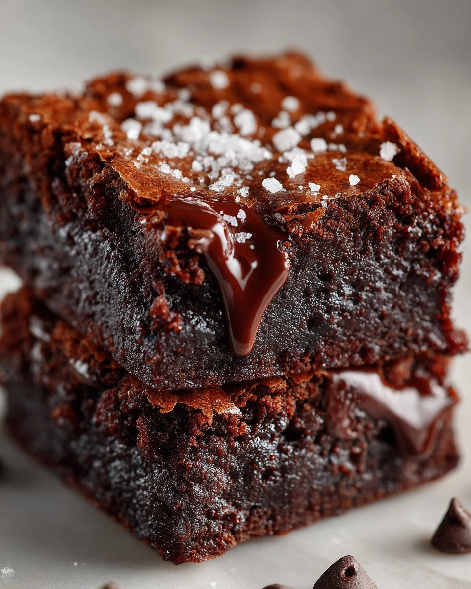 Delicious zero sugar brownies topped with Greek yogurt in a glass dish.