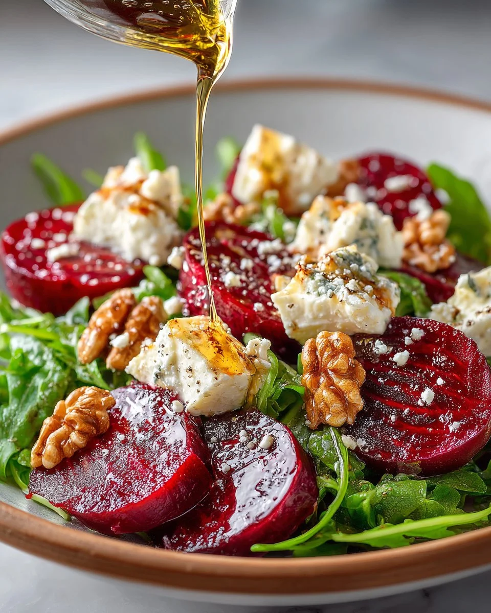 Delicious feta beet salad with vibrant beets and crumbled feta cheese