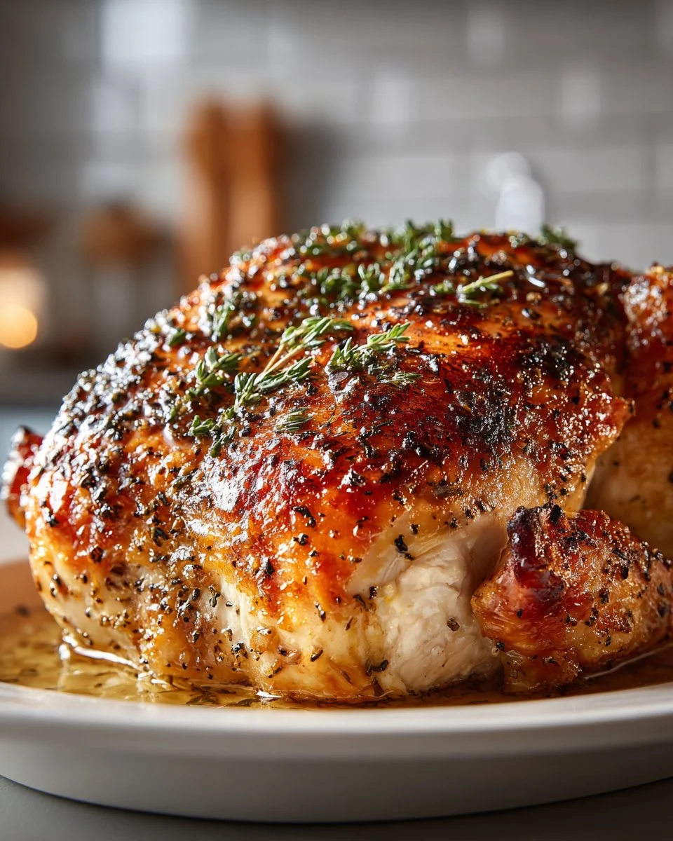 Delicious Crockpot Mississippi Chicken served on a plate with herbs
