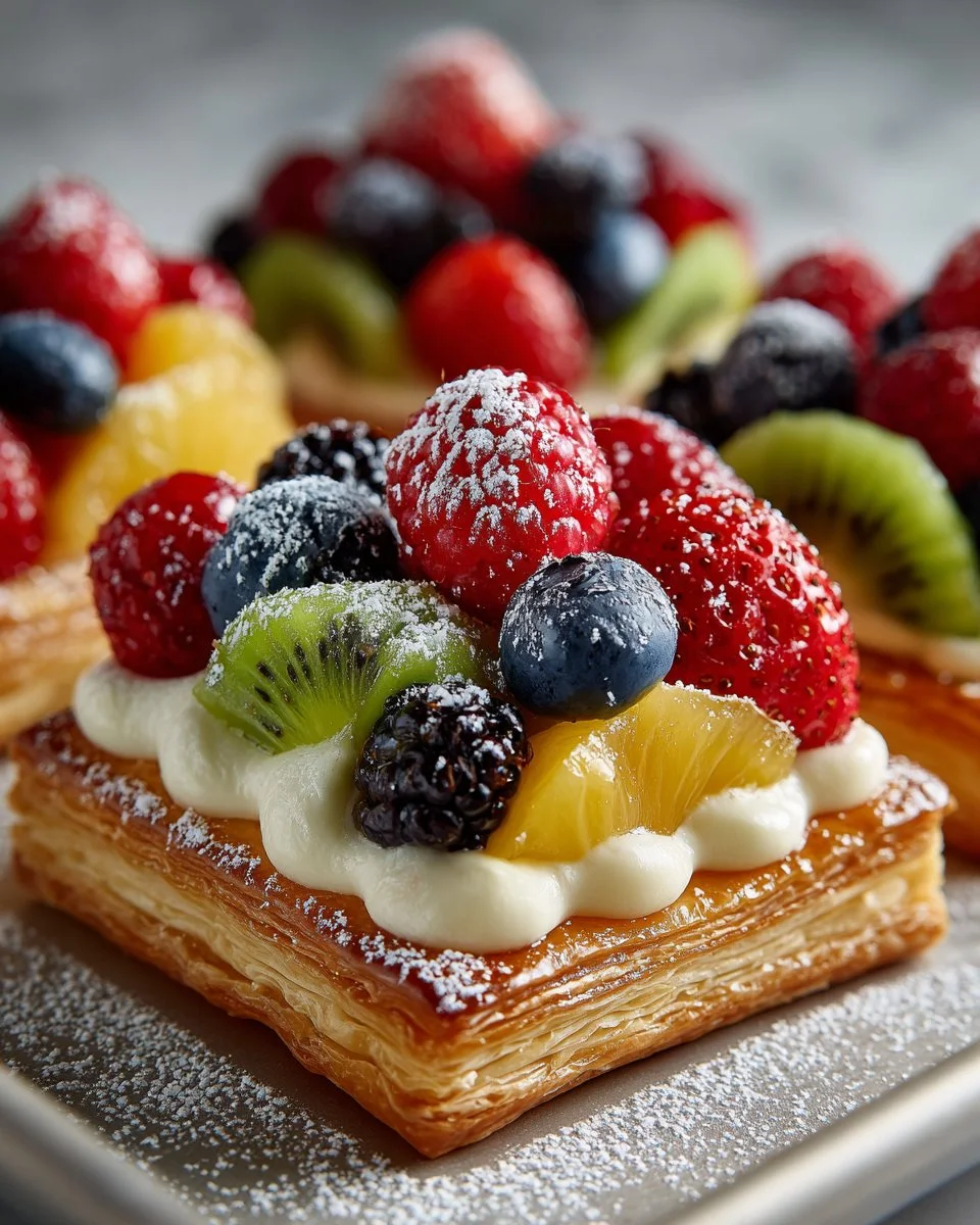 Delicious vegan fruit tarts made with easy puff pastry and fresh fruit toppings