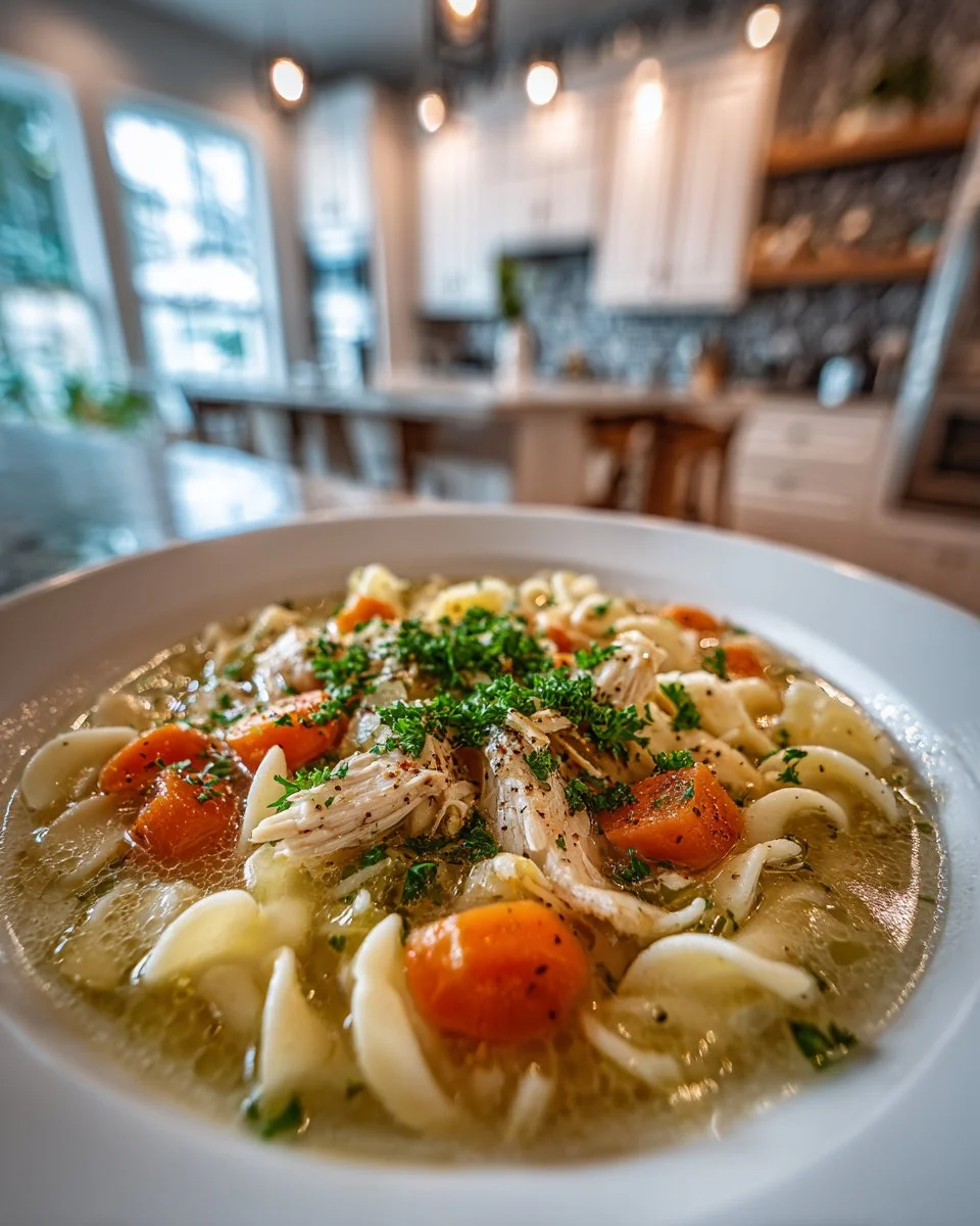 A bowl of comforting Italian Penicillin Soup filled with vegetables and herbs.
