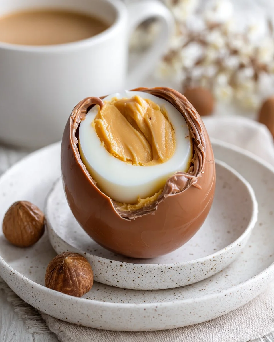 Homemade Reese's Eggs made with peanut butter and chocolate