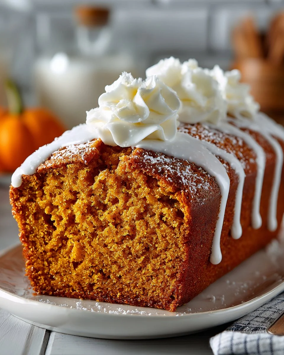 Delicious slice of homemade pumpkin bread with autumn spices
