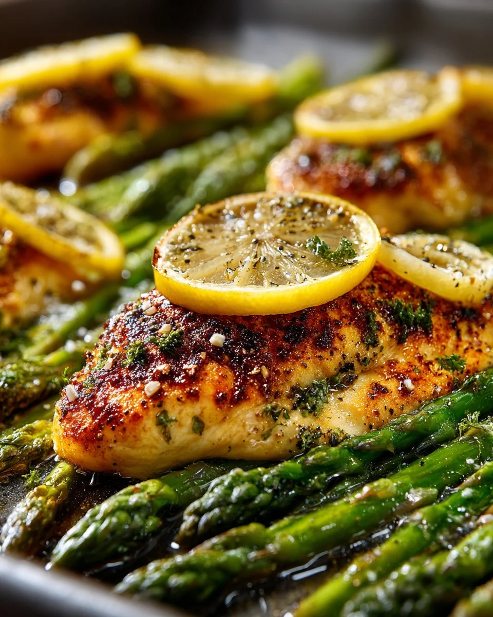 Delicious sheet pan asparagus chicken with vibrant vegetables