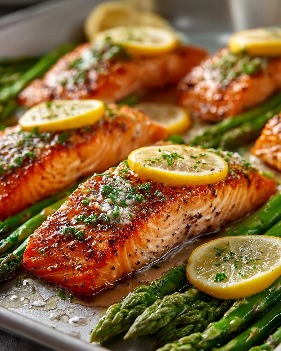 Sheet Pan Salmon and Asparagus ready for a healthy dinner