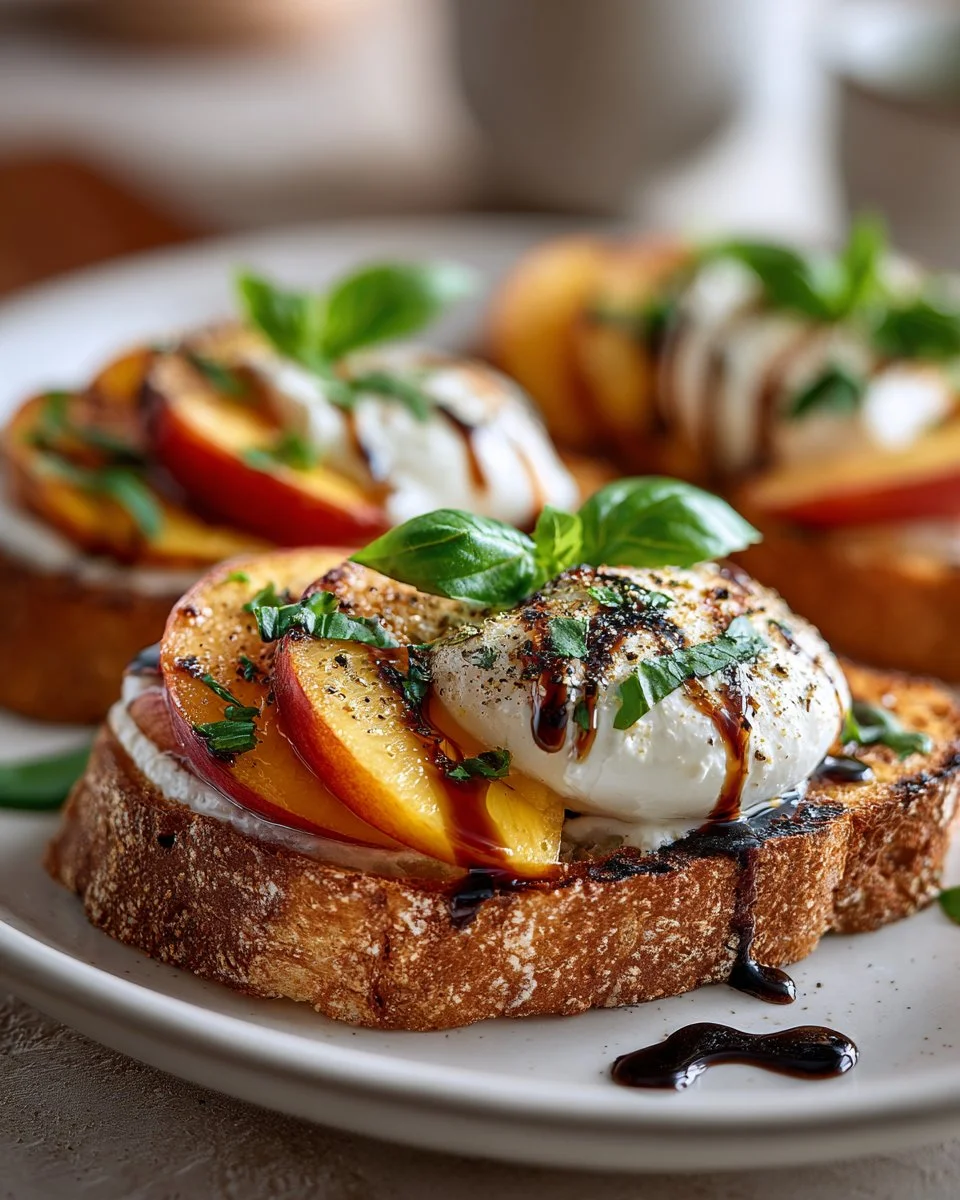Balsamic Peach and Burrata Toast