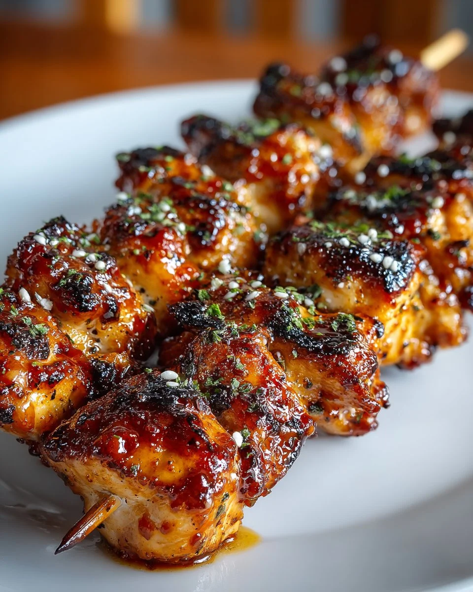 Delicious Bang Bang Chicken Skewers ready to be served