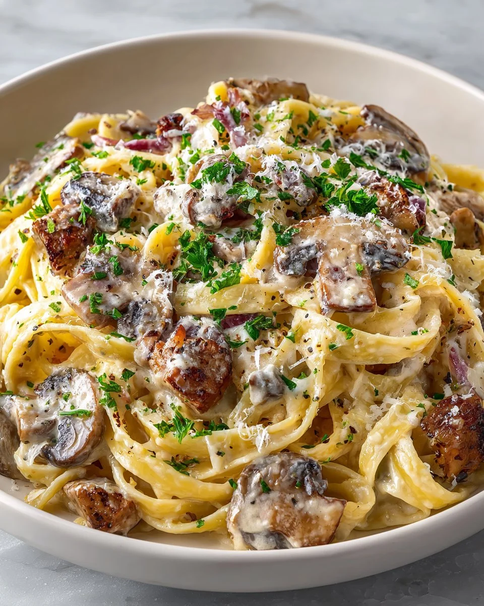 Caramelized Leek and Mushroom Gruyere Pasta