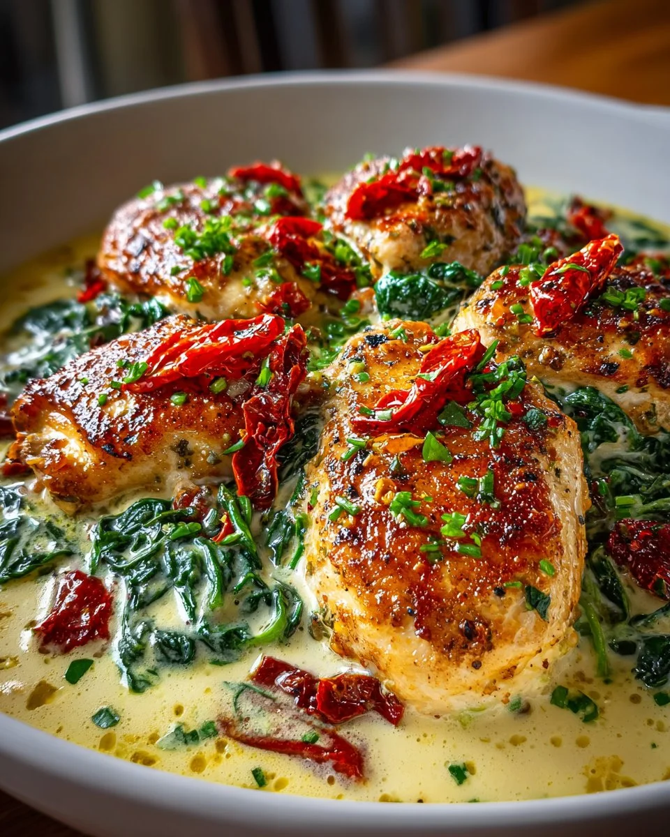 Creamy Tuscan Garlic Chicken Bake