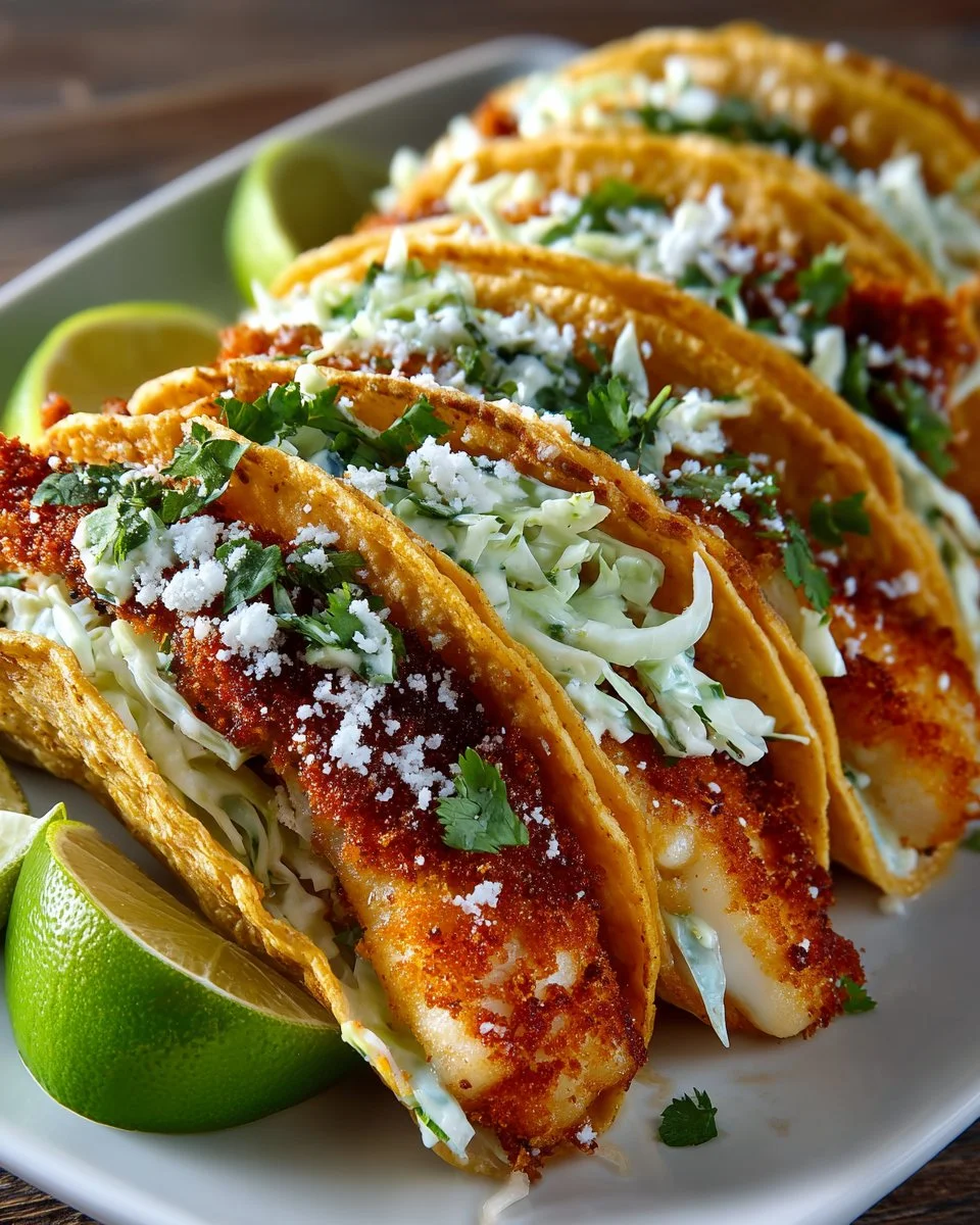 Crispy Baja Fish Tacos with Slaw