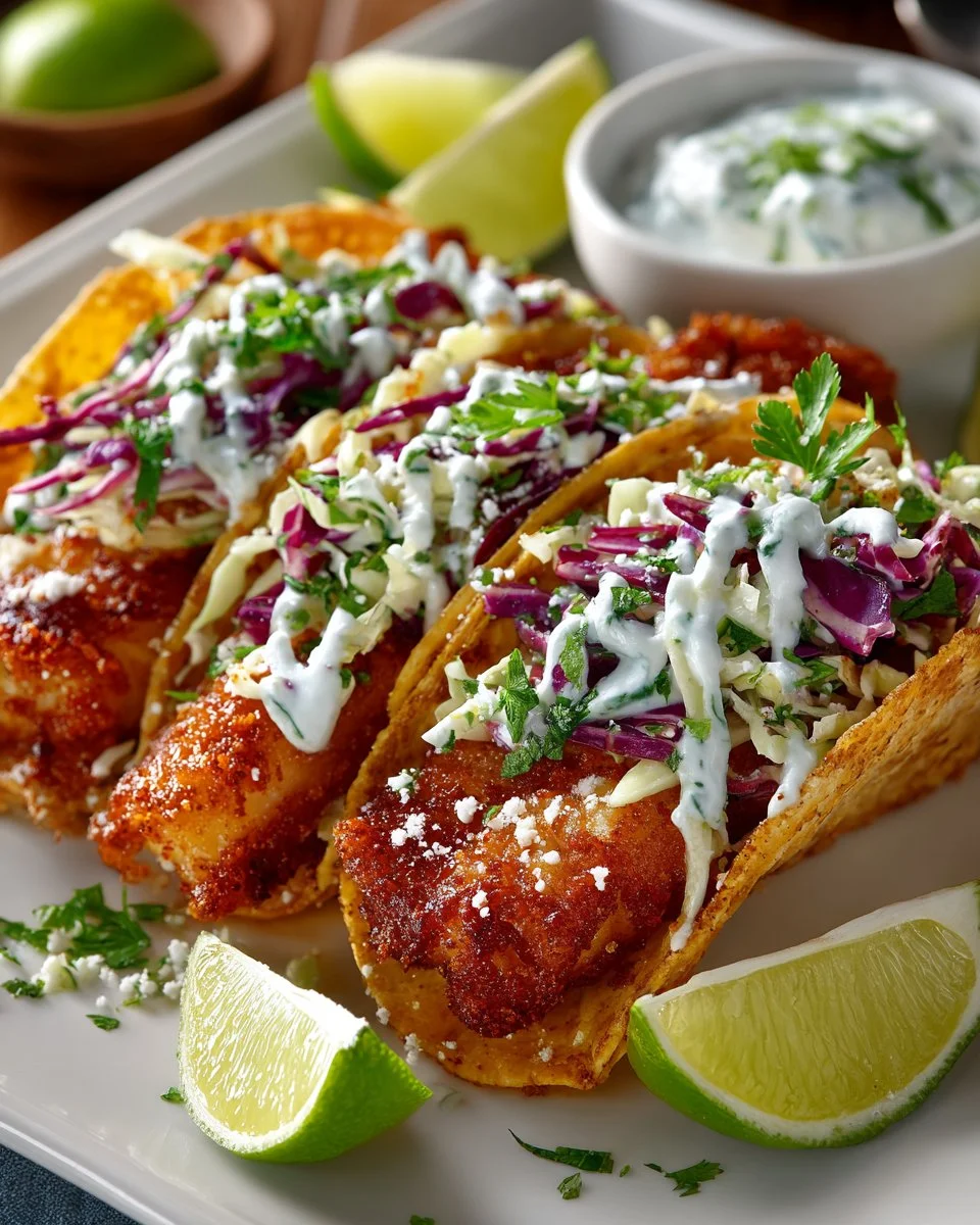 Crispy Baja Fish Tacos with Slaw