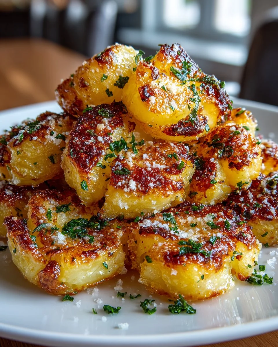 Crispy Parmesan Garlic Smashed Potatoes