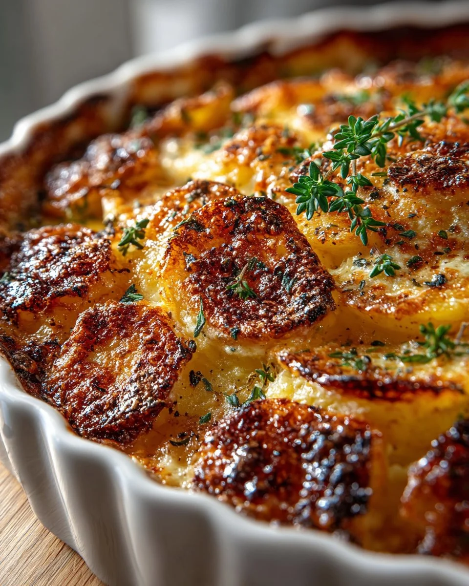 Creamy Gruyère Potato Gratin baked until golden and delicious.