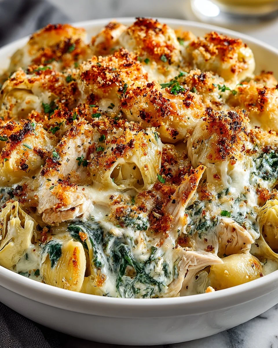 High-Protein Spinach and Artichoke Chicken Casserole