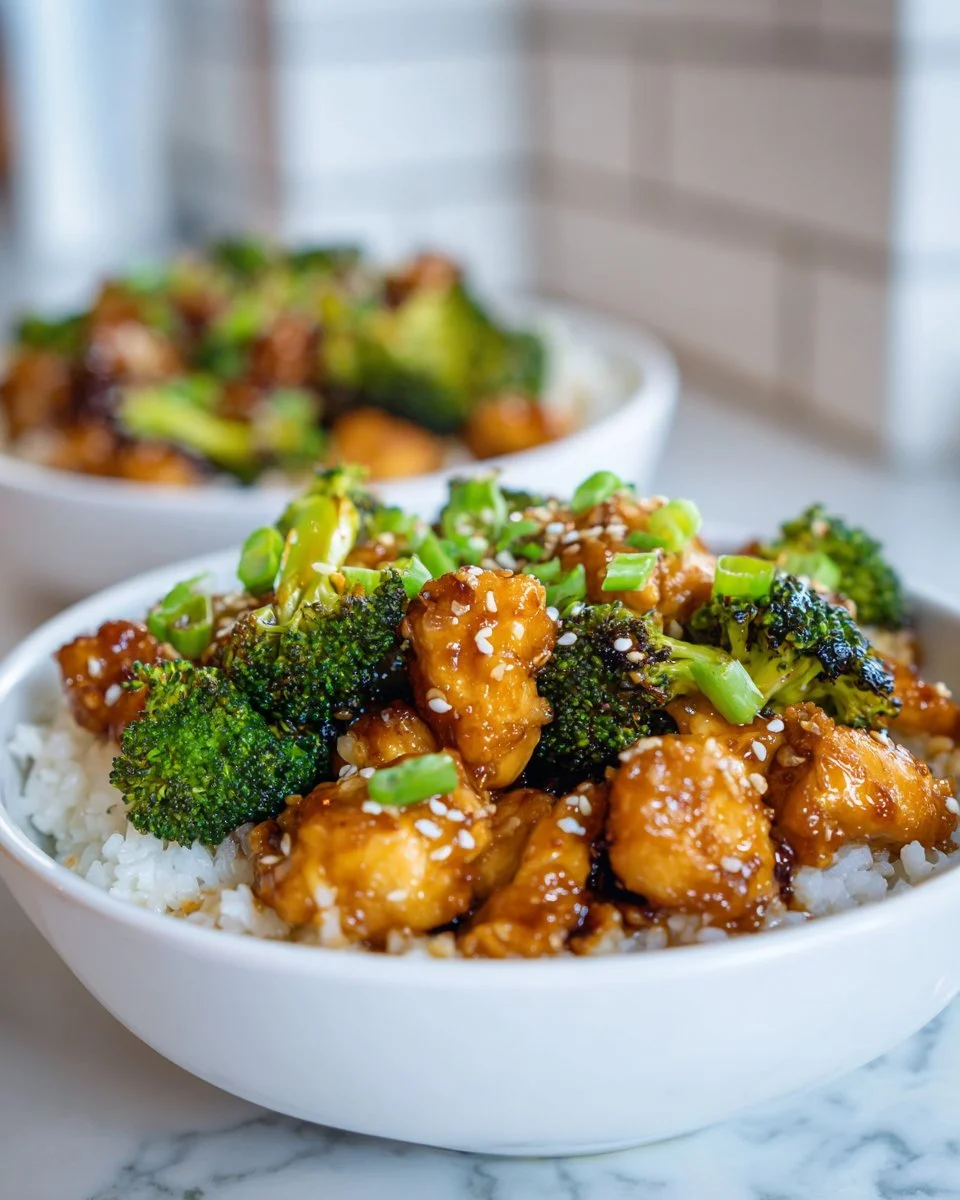 Honey Garlic Chicken Bowls with colorful vegetables and rice