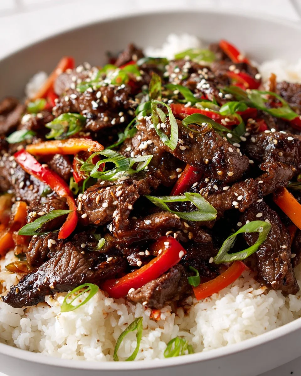 Delicious Korean Beef Bulgogi Bowls with marinated beef and fresh vegetables