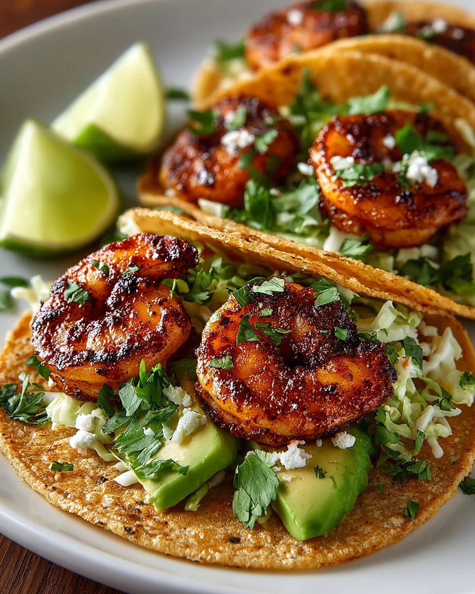 Delicious mouthwatering shrimp taco served with fresh toppings