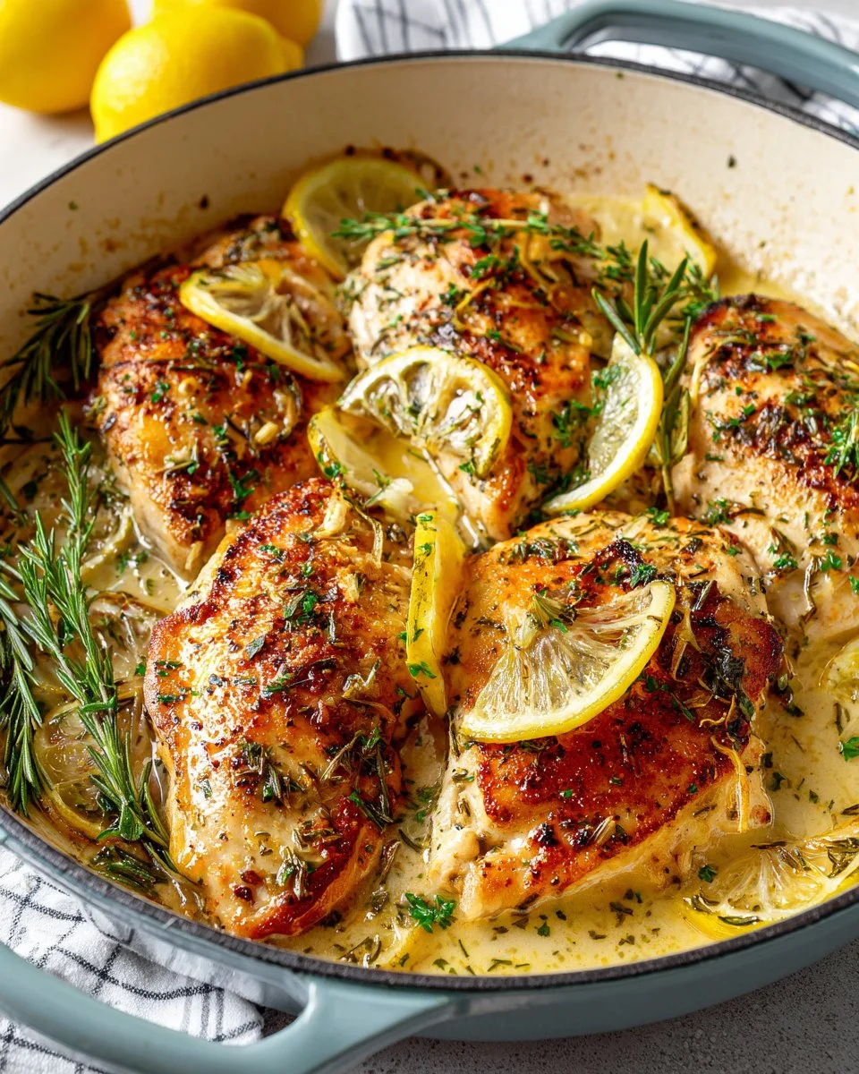 One Pan Lemon Herb Chicken dinner featuring aromatic herbs and lemon zest