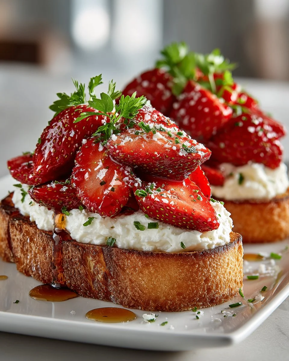 Roasted Strawberry Whipped Ricotta Toast