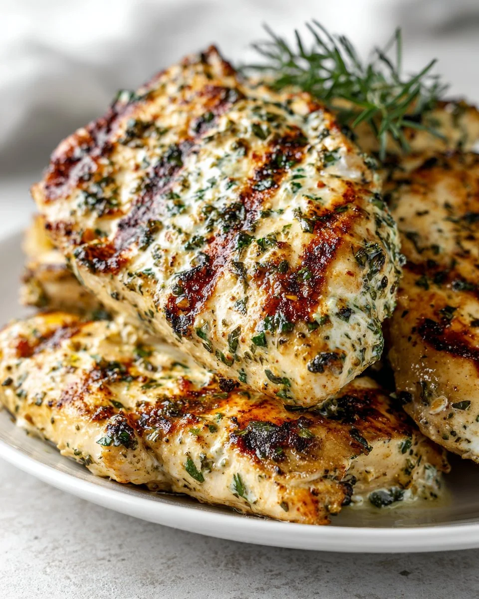 Marinated chicken in spicy Greek yogurt marinade ready for grilling